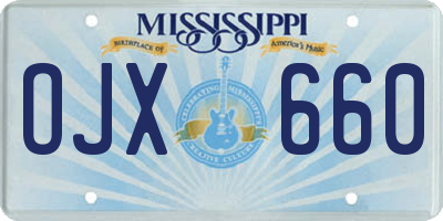MS license plate OJX660