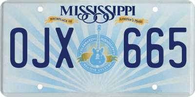 MS license plate OJX665