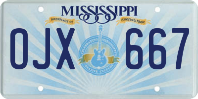MS license plate OJX667