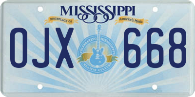 MS license plate OJX668