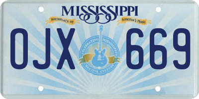 MS license plate OJX669