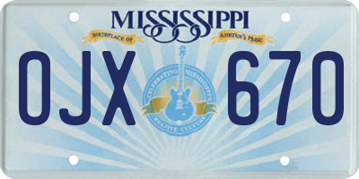 MS license plate OJX670