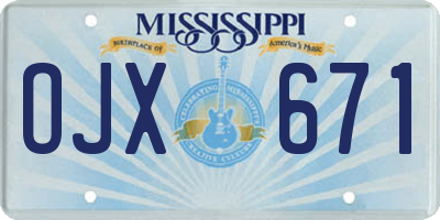 MS license plate OJX671