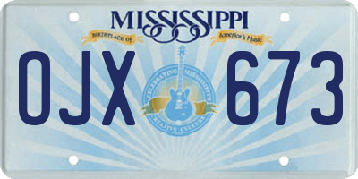 MS license plate OJX673