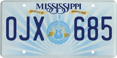 MS license plate OJX685