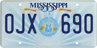 MS license plate OJX690