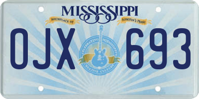 MS license plate OJX693