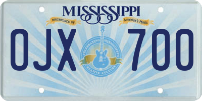 MS license plate OJX700
