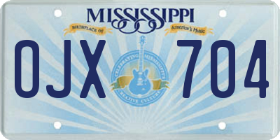 MS license plate OJX704