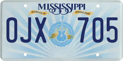 MS license plate OJX705