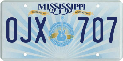 MS license plate OJX707