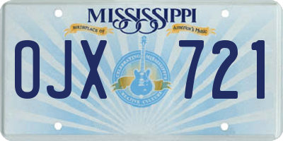 MS license plate OJX721