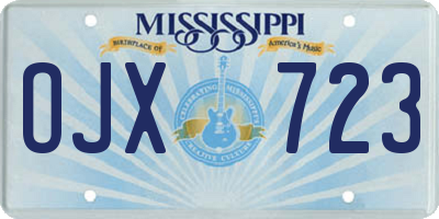 MS license plate OJX723