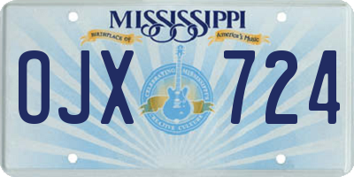 MS license plate OJX724