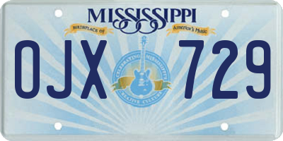 MS license plate OJX729