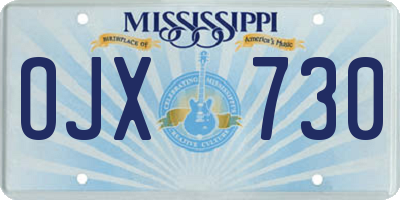 MS license plate OJX730