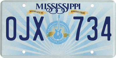 MS license plate OJX734
