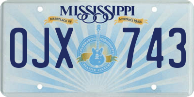 MS license plate OJX743