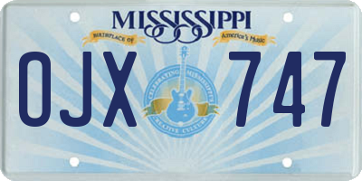 MS license plate OJX747