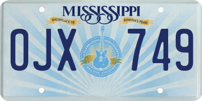 MS license plate OJX749