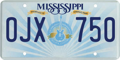 MS license plate OJX750