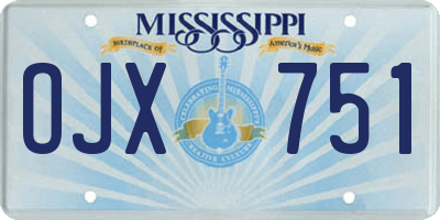 MS license plate OJX751