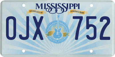 MS license plate OJX752