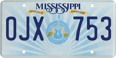 MS license plate OJX753