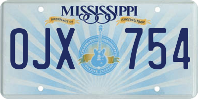 MS license plate OJX754