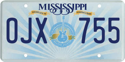 MS license plate OJX755