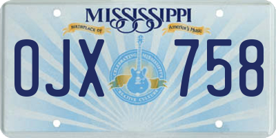 MS license plate OJX758