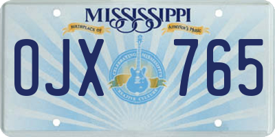 MS license plate OJX765