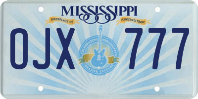 MS license plate OJX777