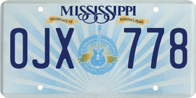 MS license plate OJX778