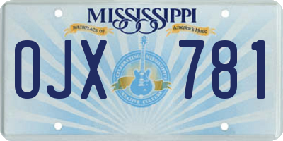MS license plate OJX781