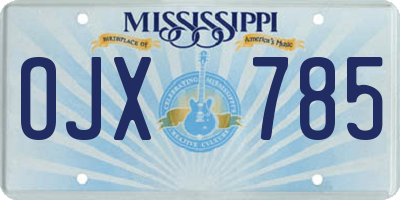 MS license plate OJX785