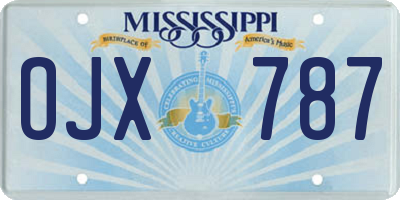 MS license plate OJX787