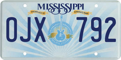 MS license plate OJX792