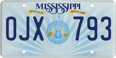 MS license plate OJX793