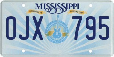 MS license plate OJX795