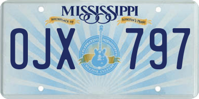 MS license plate OJX797