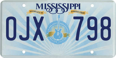 MS license plate OJX798