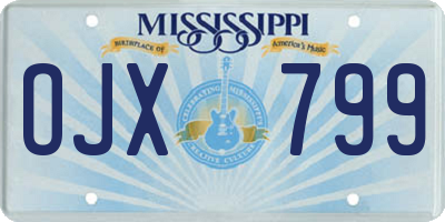 MS license plate OJX799