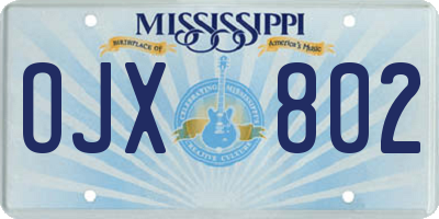 MS license plate OJX802