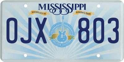 MS license plate OJX803