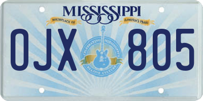 MS license plate OJX805