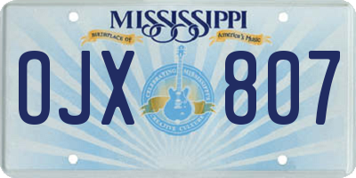 MS license plate OJX807