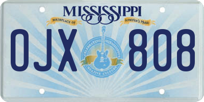 MS license plate OJX808