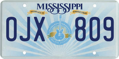 MS license plate OJX809
