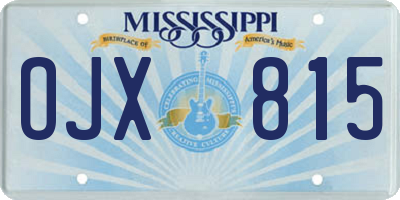 MS license plate OJX815